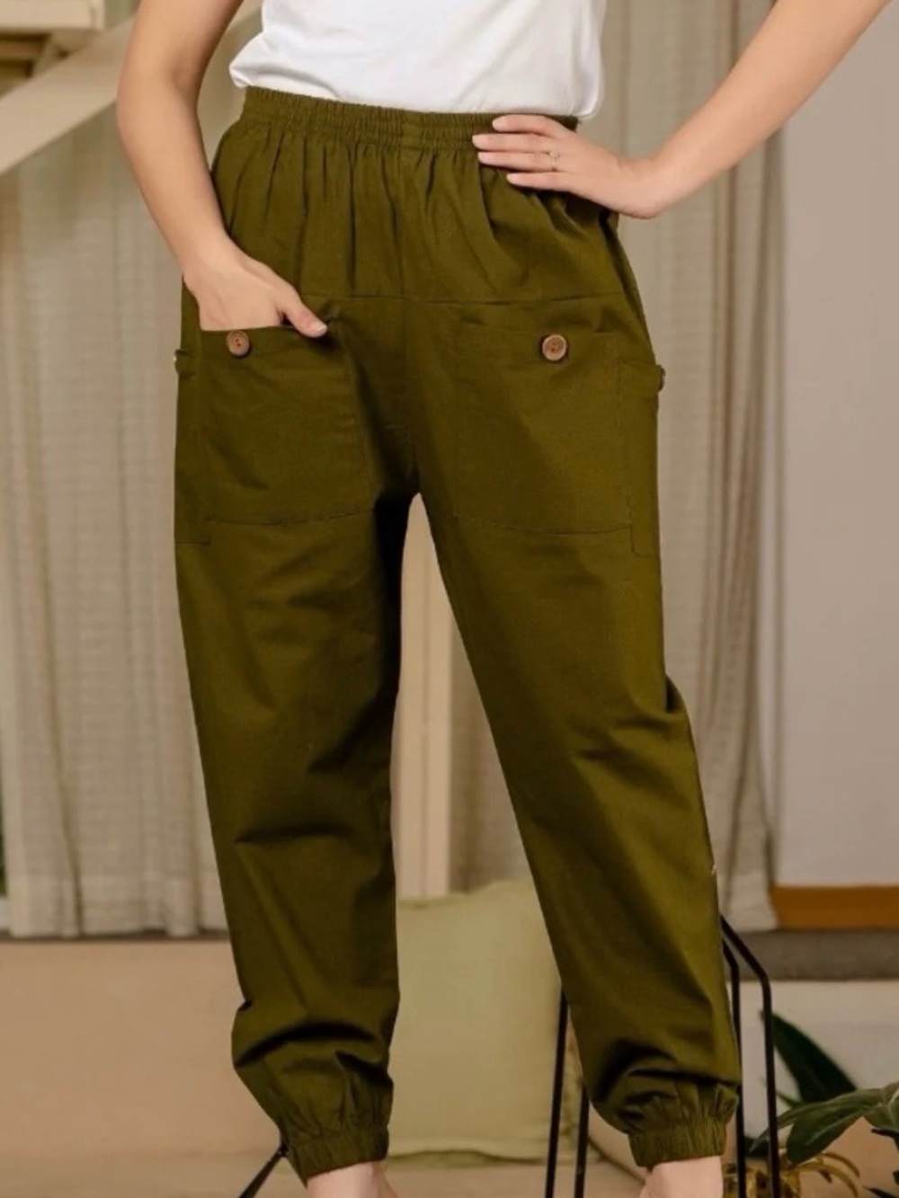 Women’sOlive Green Cargo Jogger Pants